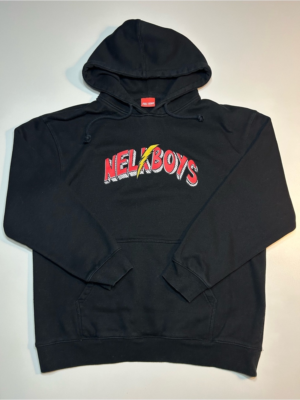 Full Send Nelk Boys Vintage Bolt Hoodie Black Graphic Pullover Streetwear